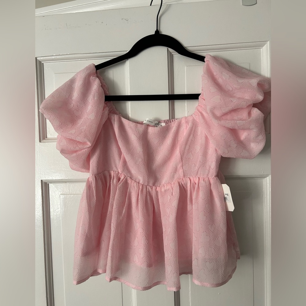 Altar'd State Pink Puff Sleeve Blouse